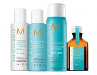 Cestovní balíček pro objem vlasů Moroccanoil Volume Takes Flight + zdarma semišová taštička