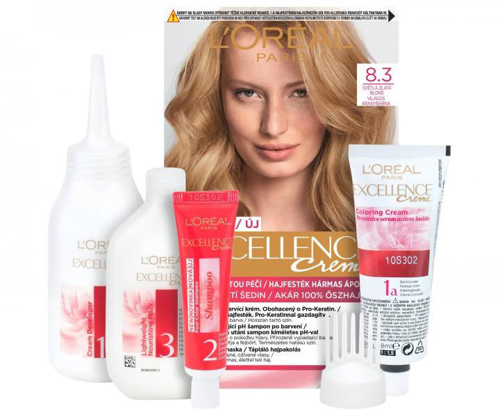 Permanentní barva Loréal Excellence 8.3 světlá zlatá blond
