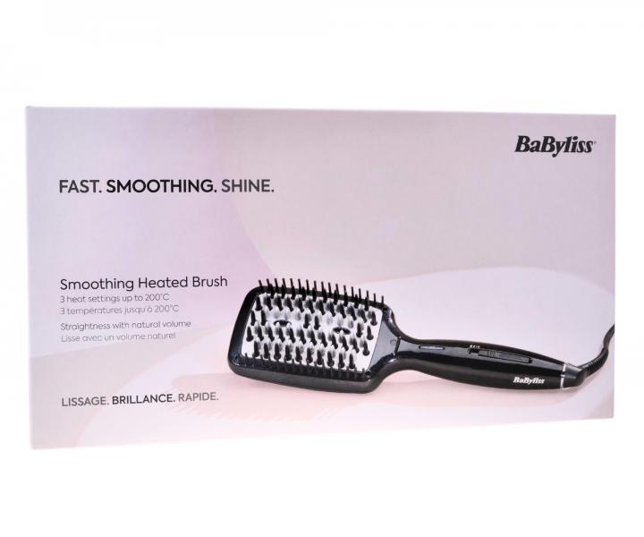 Nahřívací žehlící kartáč na vlasy Babyliss Smoothing Heated Brush - černý