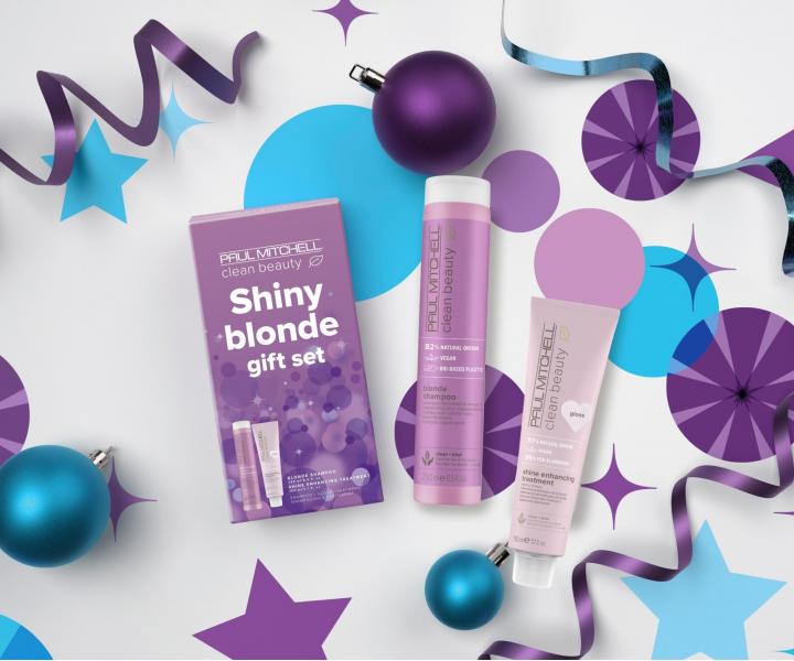 Dárková sada pro neutralizaci žlutých tónů Paul Mitchell Clean Beauty Shiny Blonde Gift Set