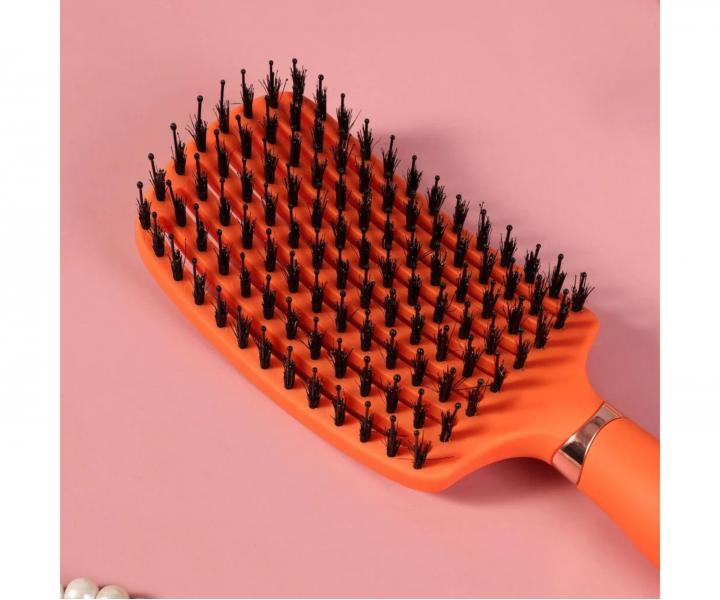 Kart�� na roz�es�v�n� a fouk�n� vlas� s kan��mi a nylonov�mi �t�tinami Sister Young Ovia Hair Brush - oran�ov�