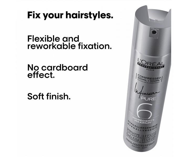 Hypoalergenn� lak na vlasy s lehkou fixac� Lor�al Professionnel Infinium Pure Soft - 300 ml