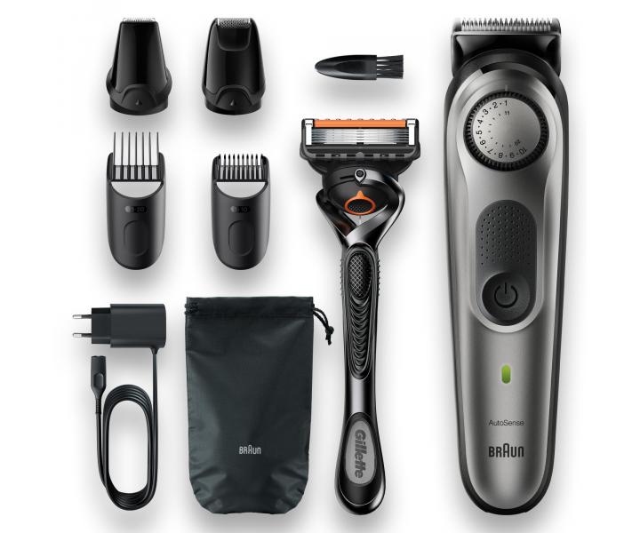 Pánský zastřihovač vlasů a vousů Braun BeardTrimmer 7 BT7320 + zdarma holící strojek Gillette
