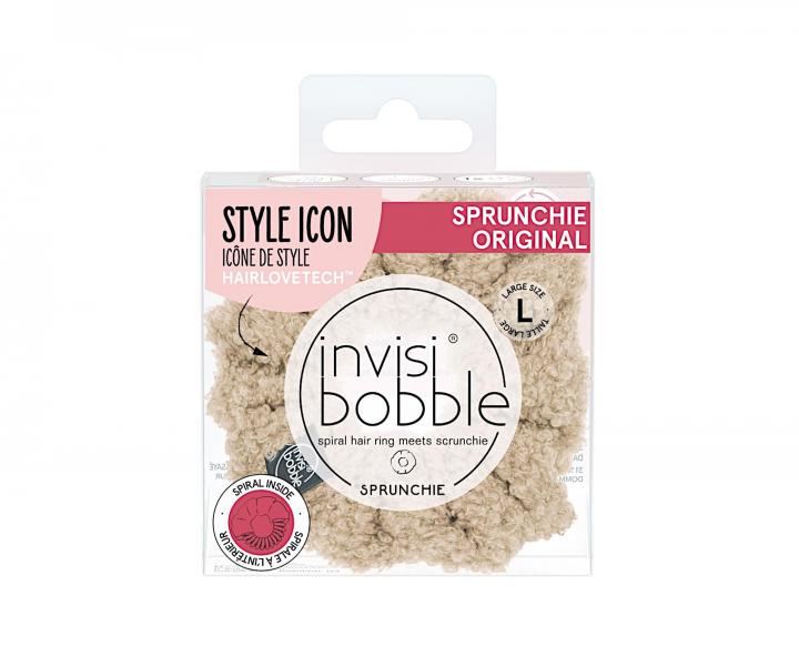 Ozdobná spirálová gumička Invisibobble Sprunchie Original Bear Necessities  - světle hnědá