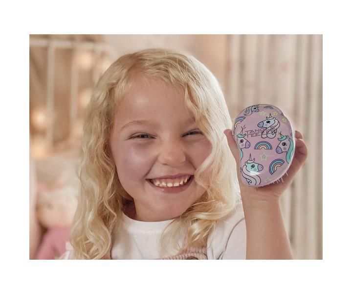 Kartáč na rozčesávání vlasů Tangle Teezer Original Mini Unicorn Magic - fialový s jednorožci