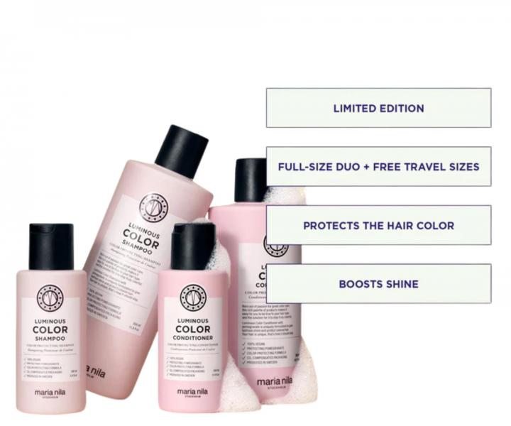 D�rkov� sada pro rozjasn�n� barven�ch vlas� Maria Nila Luminous Colour Beauty Bag + kosmetick� ta�ka zdarma