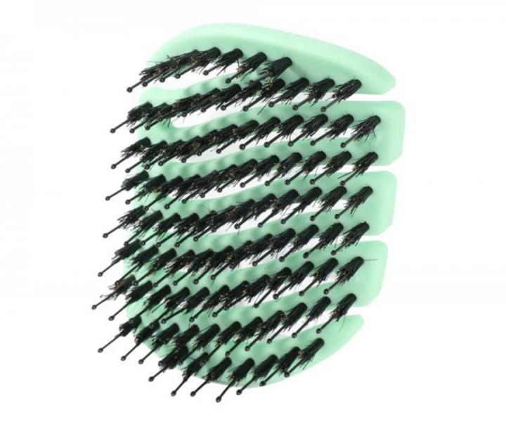 Kart�� na vlasy s kan��mi a nylonov�mi �t�tinami Sister Young Mila Pocket Hair Brush - sv�tle zelen�