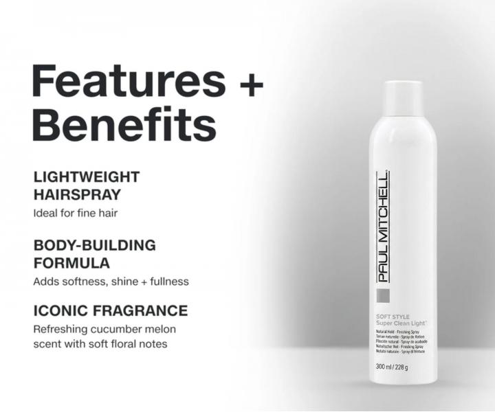 Lehk� objemov� lak na vlasy Paul Mitchell Soft Style Super Clean Light - 300 ml