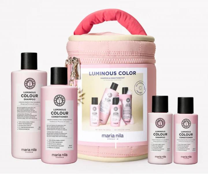 D�rkov� sada pro rozjasn�n� barven�ch vlas� Maria Nila Luminous Colour Beauty Bag + kosmetick� ta�ka zdarma