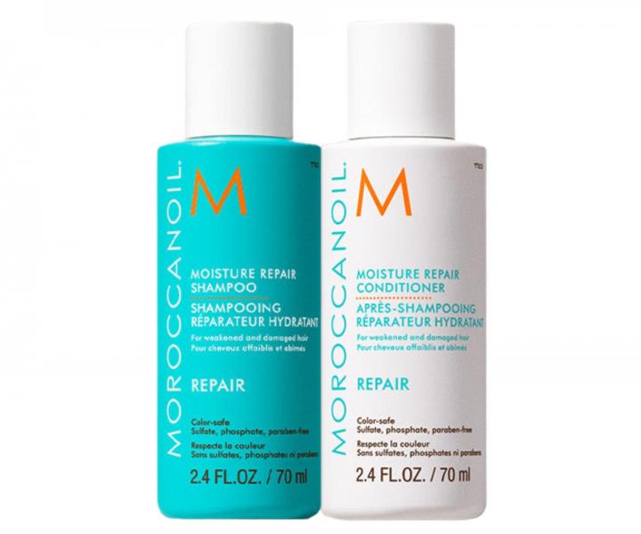Cestovn� sada pro regeneraci such�ch vlas� Moroccanoil Greetings From Repair + kr�m na ruce a ta�ti�ka zdarma