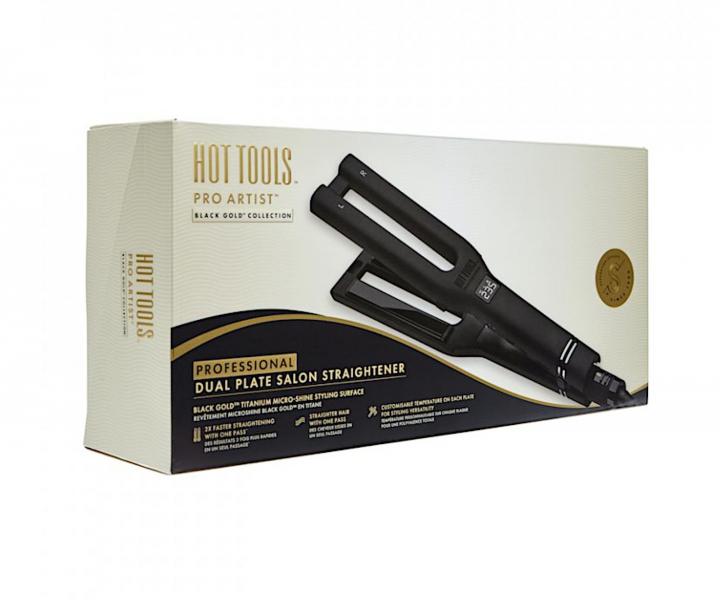 Profesionální žehlička na vlasy Hot Tools Dual Plate Salon Straightener - černá + šátek zdarma