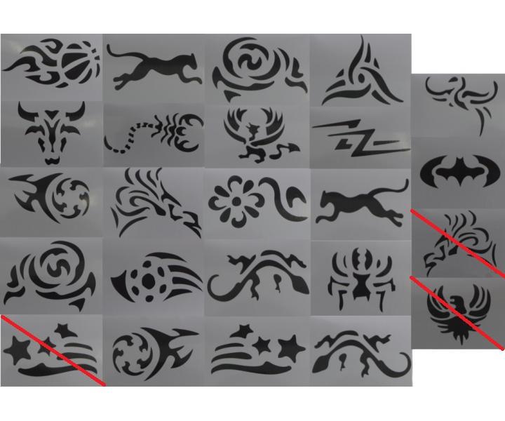 Šablony pro ornamenty TATTOO, Sibel - Barburys - 21 vzorů - rozbaleno