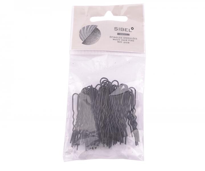 Vlnitá vlásenka Sibel - 5 cm, černá - 50 ks