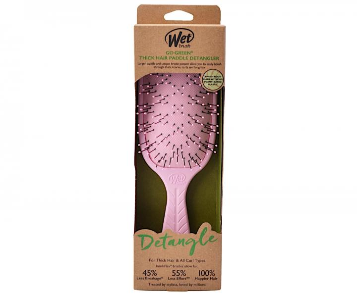Kartáč na rozčesávání hustých vlasů Wet Brush Go Green Thick Hair Paddle Detangler - růžový