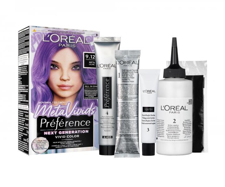 Zesvětlovač a barva na vlasy Loréal Paris Préférence Meta Vivids - 9.120 meta lilac - fialová