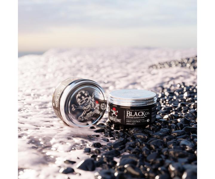 Černý barvící gel na vlasy se silnou fixací Barbertime Hair Gel Black - 300 ml