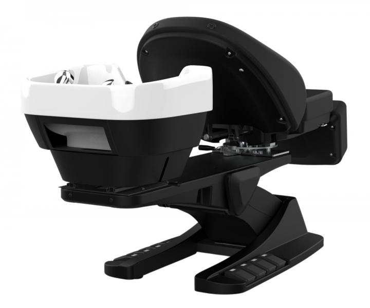 Luxusn� kade�nick� elektricky polohovateln� myc� box s oto�n�m k�eslem SilverFox 6001B - �ern�, b�l� umyvadlo