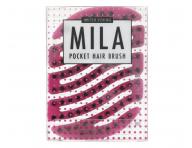 Kart�� na vlasy s kan��mi a nylonov�mi �t�tinami Sister Young Mila Pocket Hair Brush - tmav� r��ov�