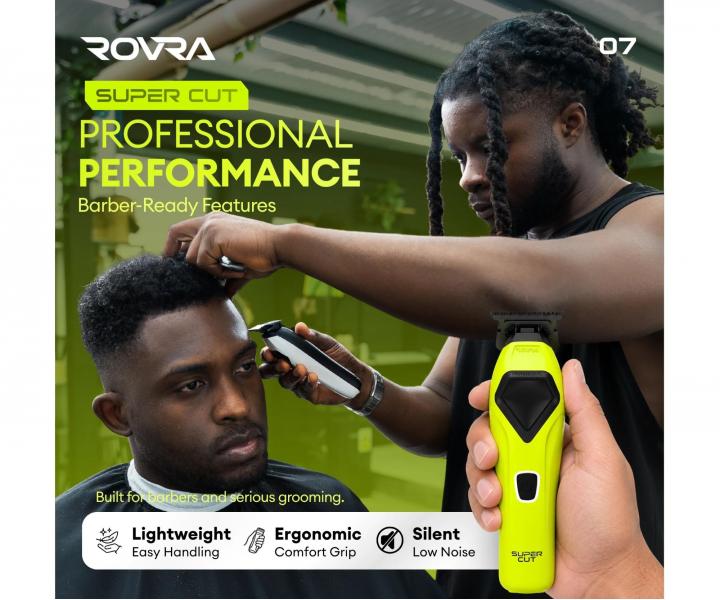Profesion�ln� konturovac� strojek na vlasy s v�m�nn�mi kryty Rovra Supercut Professional Trimmer RT-89 - zelen�/b�l�/�ern�