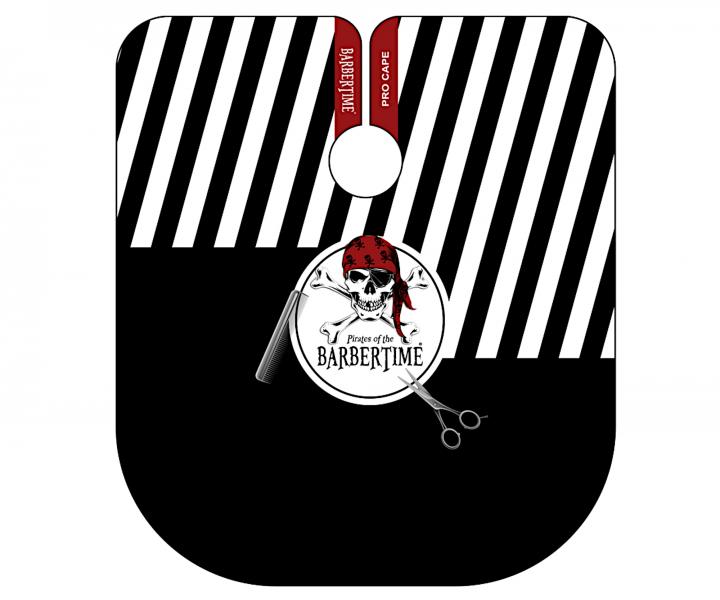 Pánská pláštěnka na stříhání vlasů a vousů Barbertime Black White Banded Pro Barber Cape XXL - černá