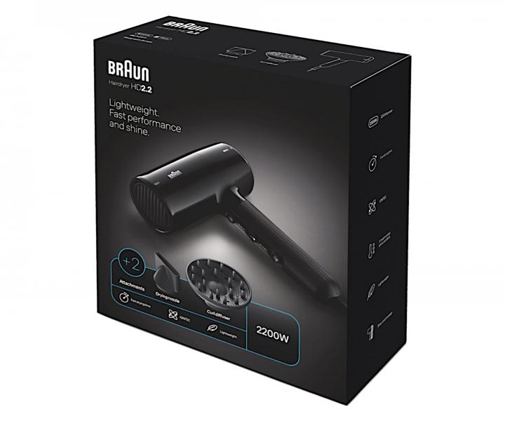 Fén na vlasy s ionizací Braun HD225 - 2200 W, černý