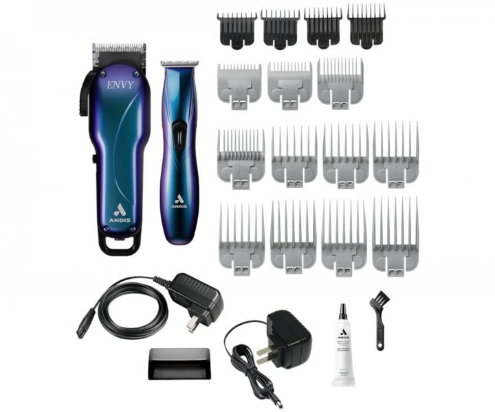 Profesionální set střihacího a konturovacího strojku Andis Envy Galaxy Combo Kit 561563 - perleťově modrý