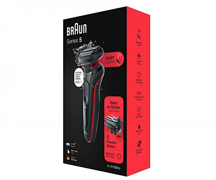 Planžetový holicí strojek Braun Series 5 51 R1000s - černo-červený