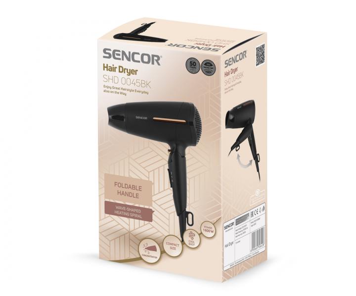 Cestovní fén na vlasy Sencor SHD 0045BK - 1600 W, černý