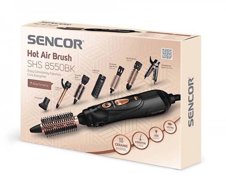 Horkovzdušný kartáč na vlasy Sencor SHS 8550BK - 1000 W, černý - rozbalené