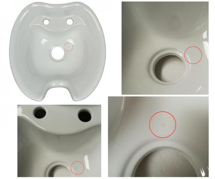 Umyvadlo pro mycí box, Detail DHS-0331w - keramické, bílé - II. jakost - kaz glazury