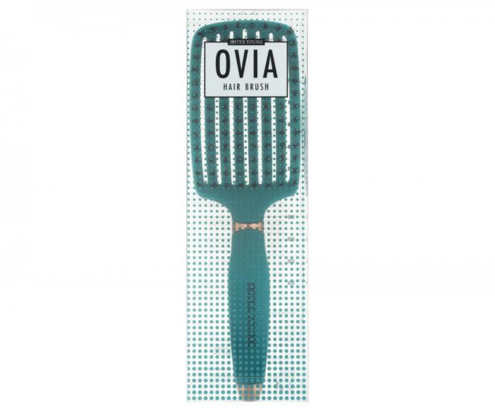 Kart�� na roz�es�v�n� a fouk�n� vlas� s kan��mi a nylonov�mi �t�tinami Sister Young Ovia Hair Brush - tmav� zelen�