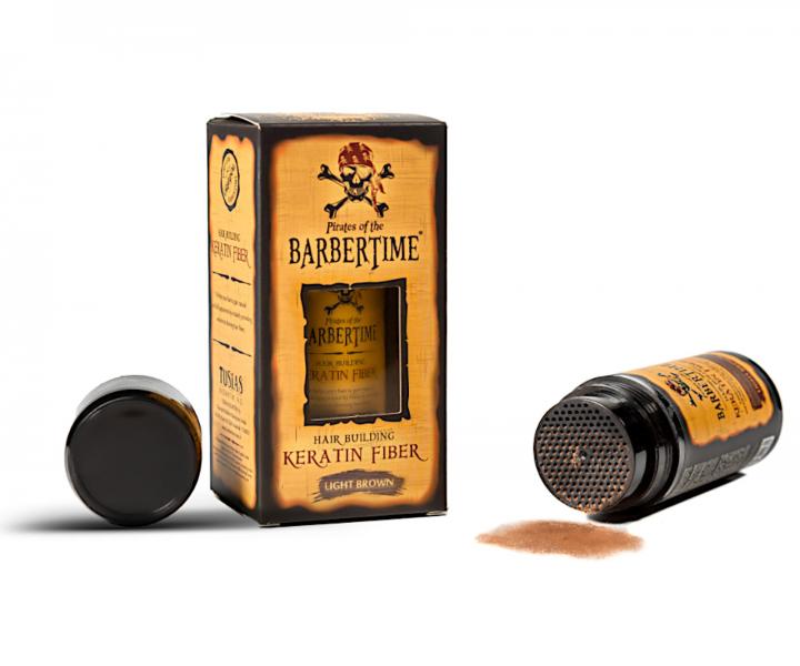 Pudr pro zakrytí řídnoucích vlasů Barbertime Hair Building Keratin Fiber - 21 g, světle hnědý