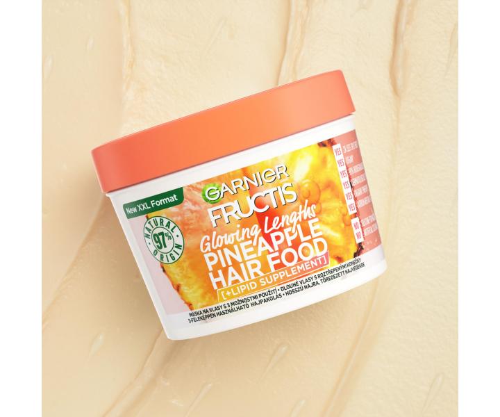 Rozjasňující maska pro dlouhé vlasy Garnier Fructis Pineapple Hair Food 3 Usages Mask - 400 ml