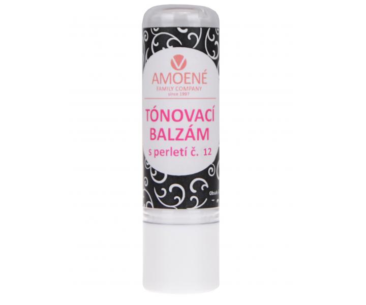 Tónovací balzám na rty s perletí Amoené, červeno-růžový č. 12 - 4,2 g