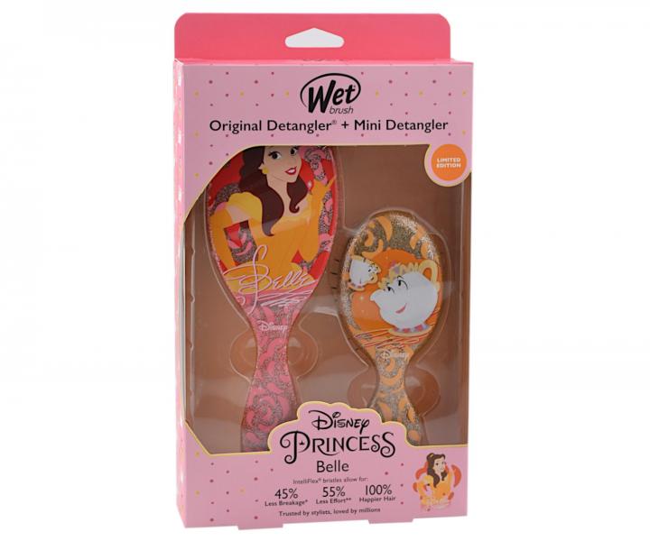 Dárková sada kartáčů na vlasy Wet Brush Original Detangler a Mini Detangler Disney Princess Belle