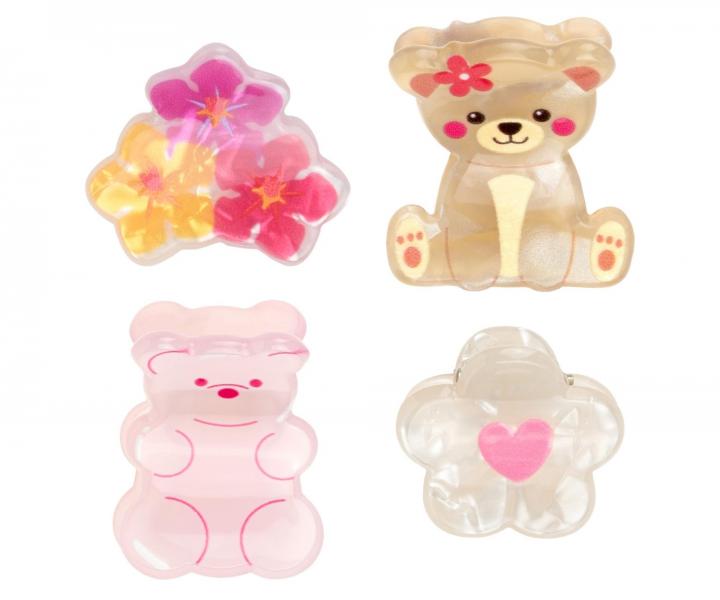 D�tsk� vesel� sk�ipe�ky do vlas� Invisibobble Clipstar Kids Bearly Bloomed - 4 ks