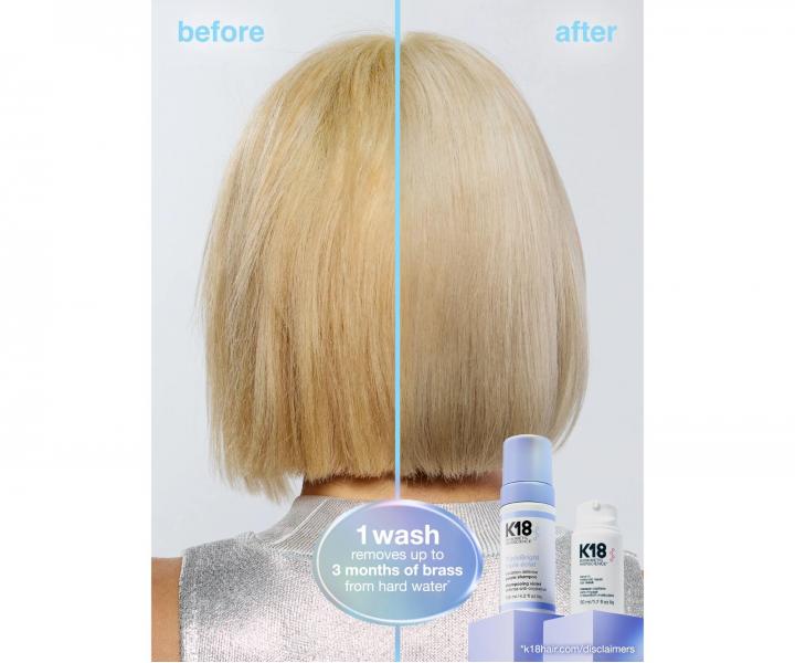 P�nov� fialov� �ampon pro blond a zesv�tlen� vlasy s trojit�m ��inkem K18 TripleBright Purple Shampoo - 125 ml