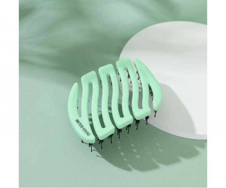 Kart�� na vlasy s kan��mi a nylonov�mi �t�tinami Sister Young Mila Pocket Hair Brush - sv�tle zelen�