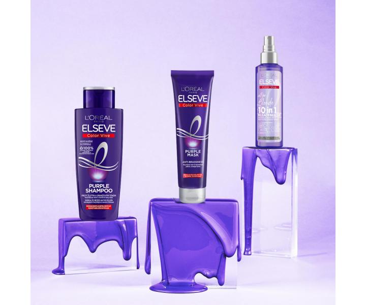 Bezoplachová péče pro blond vlasy Loréal Elseve Purple All For Blonde 10 in 1 - 150 ml