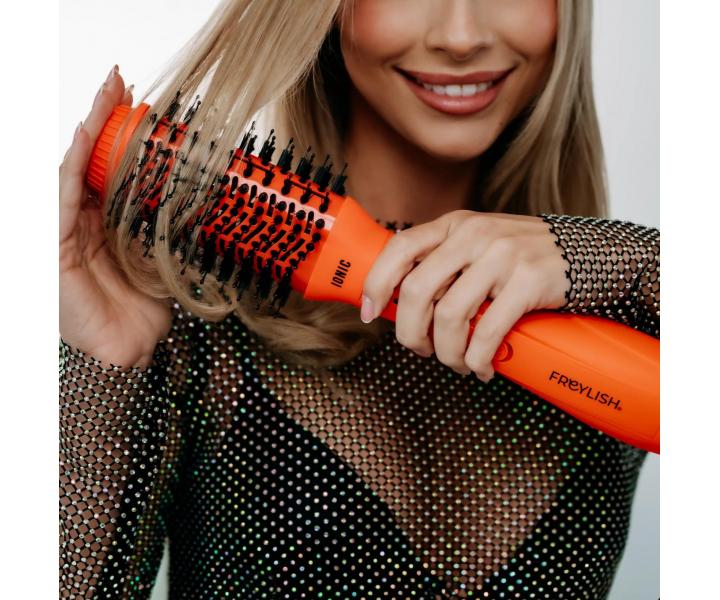 Oválný horkovzdušný kartáč na vlasy Freylish Hot Air Brush 2.0 - 1000 W, oranžový