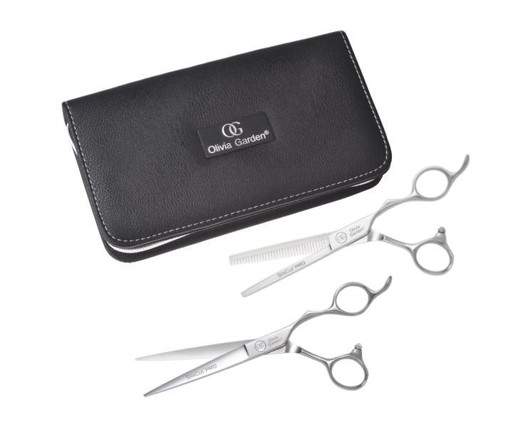 Sada nůžek 6,5" a nůžek 6,35" SilkCut Pro Silver Olivia Garden + kartáč zdarma