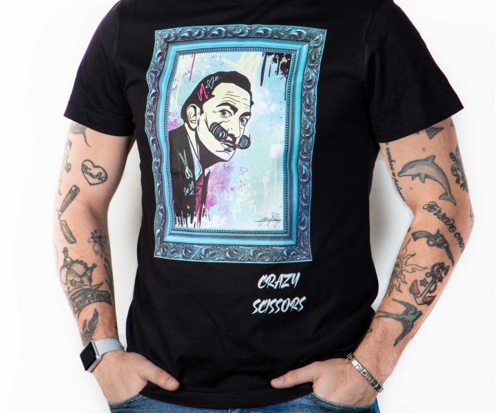 Tričko s krátkým rukávem Crazy Scissors Salvador Dalí - černé, XXL