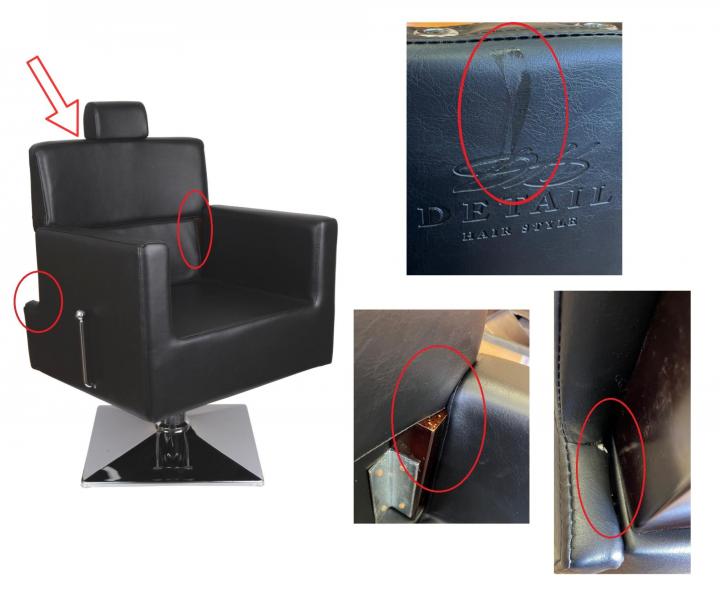 Kadeřnické barber křeslo Detail Larry - černé (68)