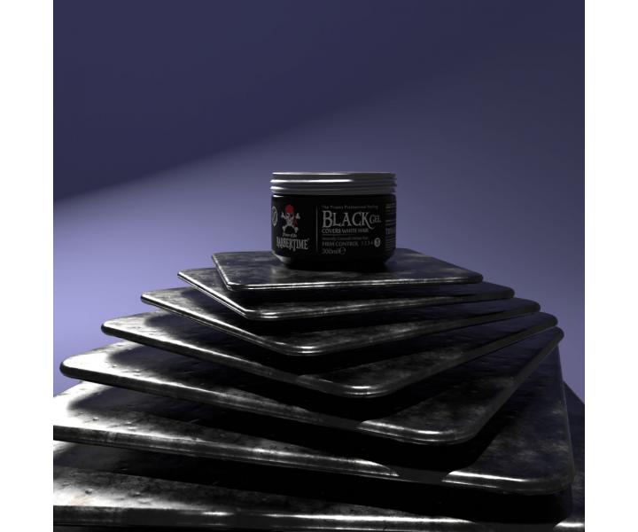 Černý barvící gel na vlasy se silnou fixací Barbertime Hair Gel Black - 300 ml