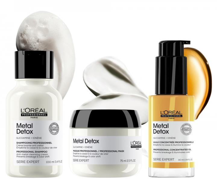 Cestovn� sada pro barven� a po�kozen� vlasy Lor�al Professionnel Serie Expert Metal Detox Mini Trio Kit