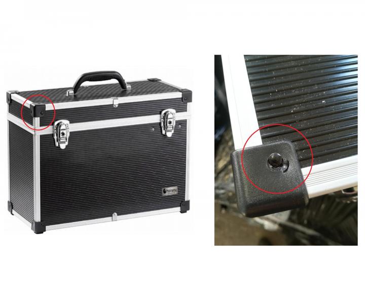 Kade�nick�/kosmetick� kuf��k Hairway - �erno-st��brn� - II. jakost - ohnut� �roubek na rohu kuf��ku