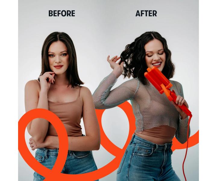Multifunkční trojkulma pro různé styly Freylish Hair Curler Pro - 25 mm a 32 mm, oranžová