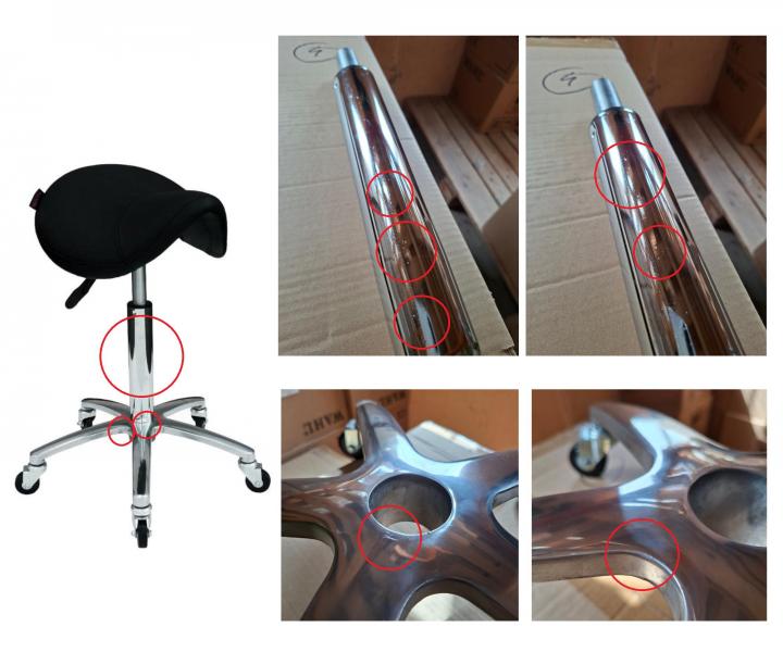 Taburet na kole�k�ch Hairway Profi - �ern� - II. jakost - po�kr�ban� podstavec, d�rky na p�stu