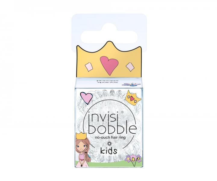 Dětská spirálová gumička do vlasů Invisibobble Kids Princess Sparkle - čirá se třpytkami, 3 ks