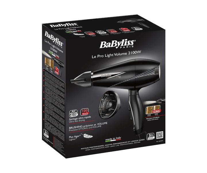 Fén na vlasy BaByliss 6610DE - 2100 W, černý + kartáč na vlasy BaByliss 45 mm ZDARMA